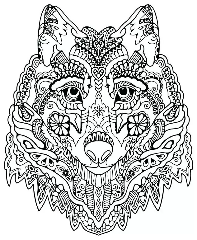 wolf face coloring pages