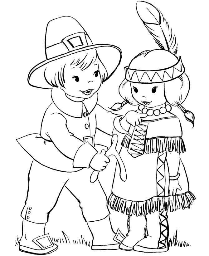 Pilgrim And Native American Coloring Page Pilgrim And Native American Coloring Page
